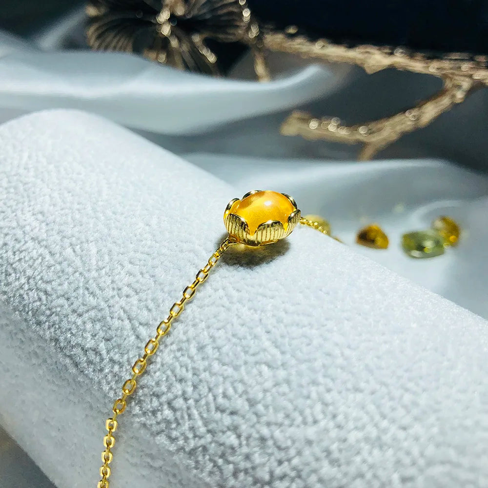 Bracelet citrine pierre naturelle femme argent plaqué or