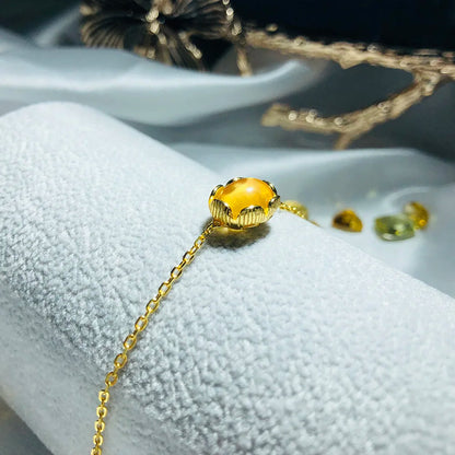 Bracelet citrine pierre naturelle femme argent plaqué or