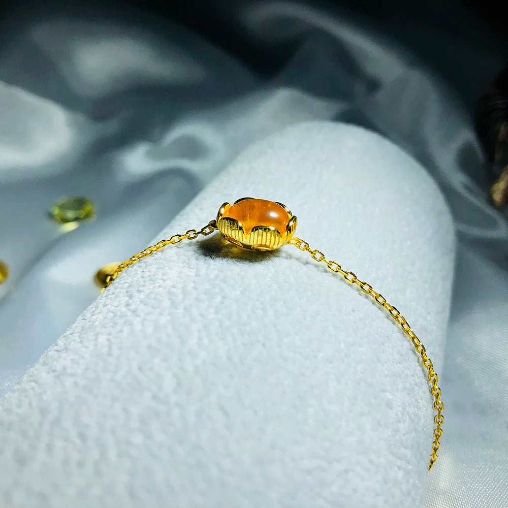 Bracelet citrine pierre naturelle femme argent plaqué or