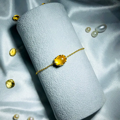 Bracelet citrine pierre naturelle femme argent plaqué or