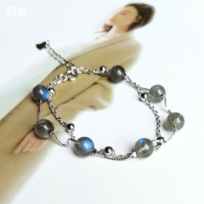 Bracelet femme argent perles de labradorite