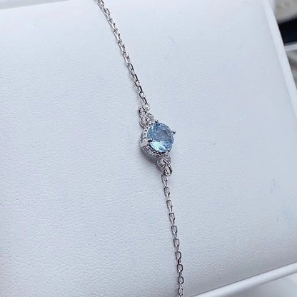 Bracelet femme argent sertie d'une topaze bleue pierre naturelle