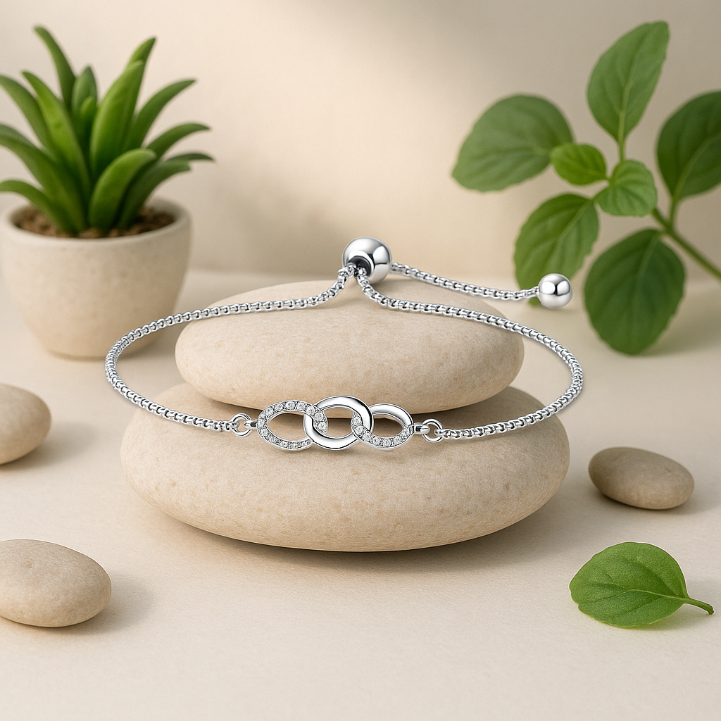 Bracelet femme tendance argent plaqué or blanc serti de 24 moissanite