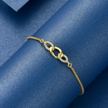Bracelet femme tendance argent plaqué or jaune serti de 24 moissanites