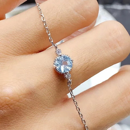 Bracelet femme argent sertie d'une topaze bleue pierre naturelle