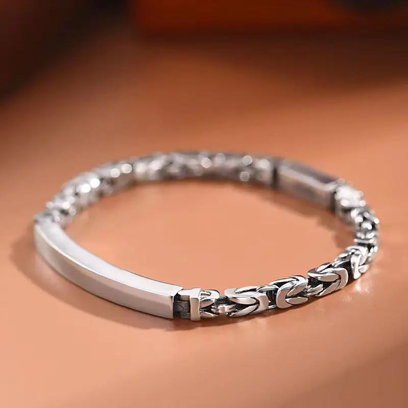 Bracelet homme argent sterling 925 retro vintage léger intemporel tendance trésor fortune