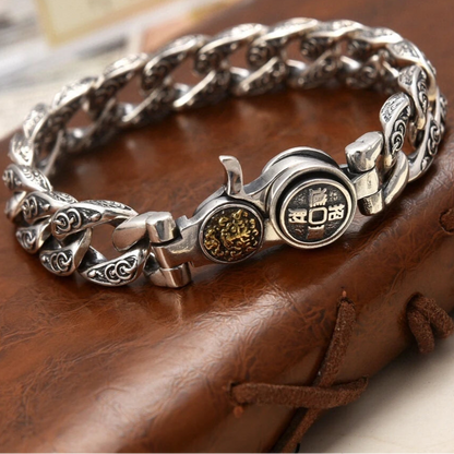 Bracelet homme argent zen porte-bonheur anti-stress fermeture pratique