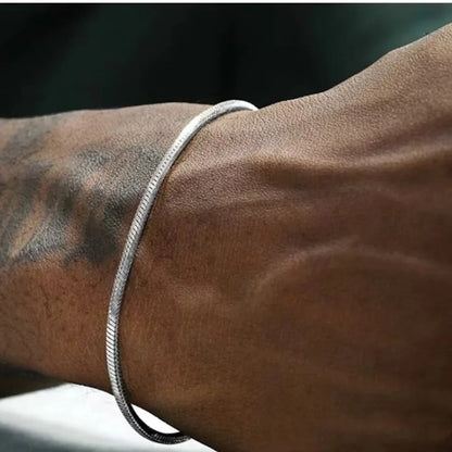 Bracelet homme argent simple fin discret magnétique