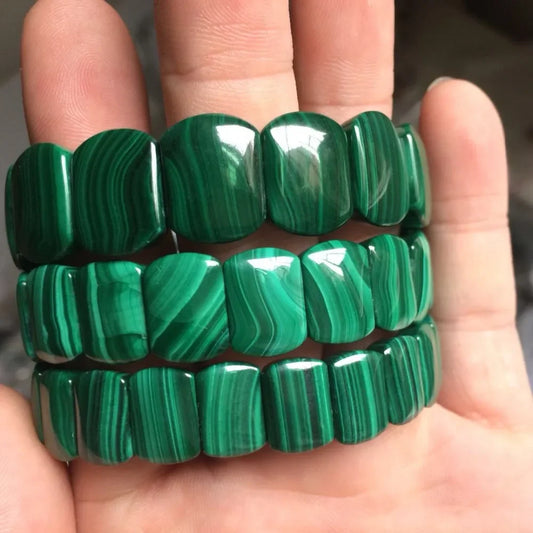 Bracelet malachite pierre de guérison verte – 3 tailles bracelets dans la main