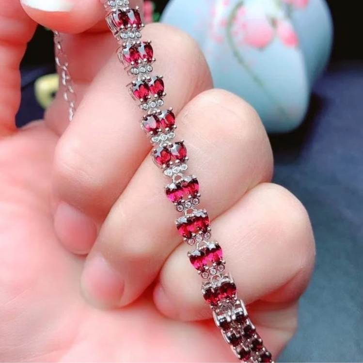 Bracelet pierre naturelle grenat femme argent
