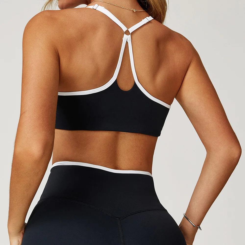 Brassière femme dos croisé noire bretelles croisées vue de dos