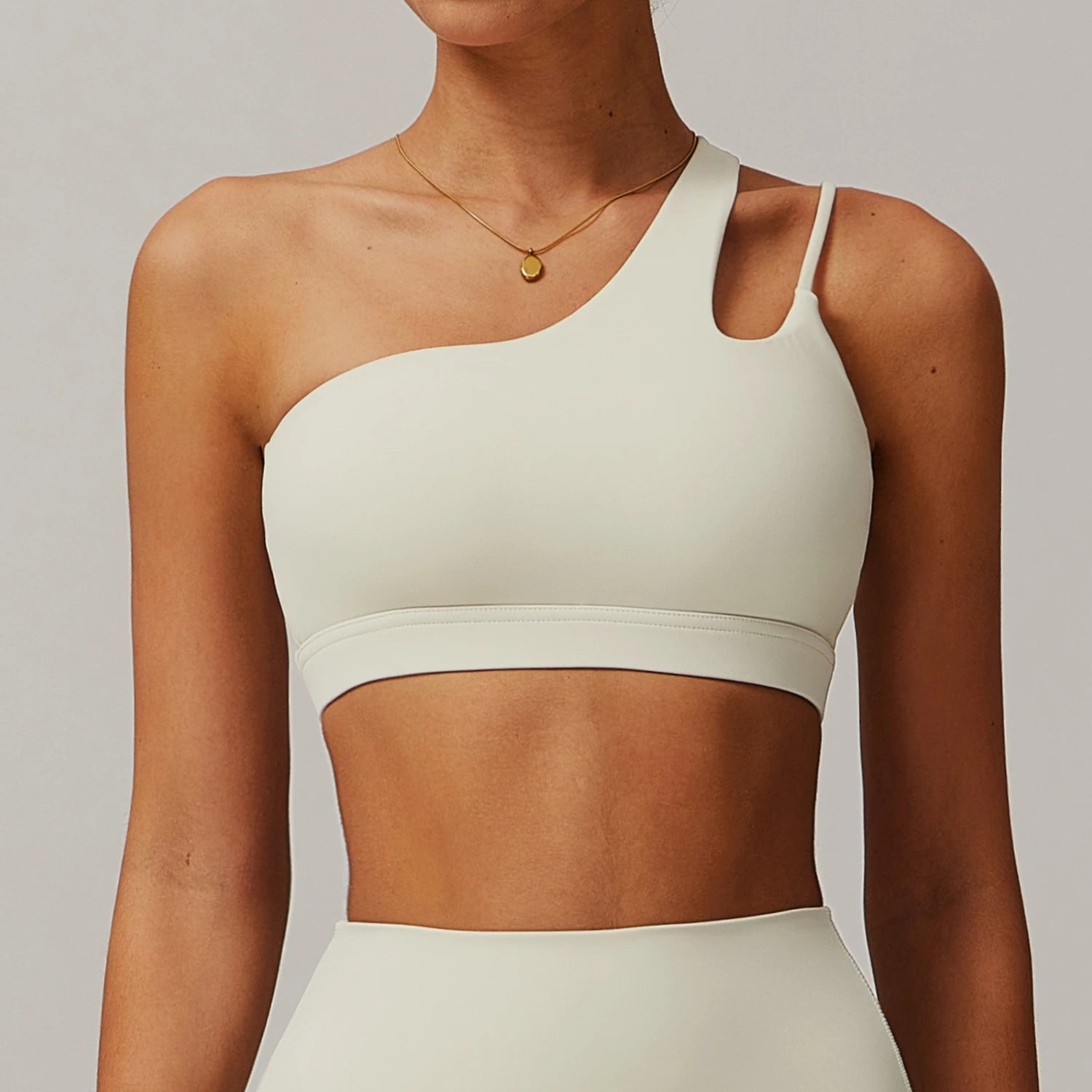 Brassière sport asymétrique blanche femme
