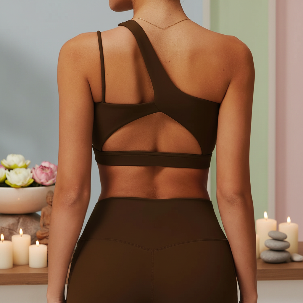 Brassière sport asymétrique femme fond zen – vue dos