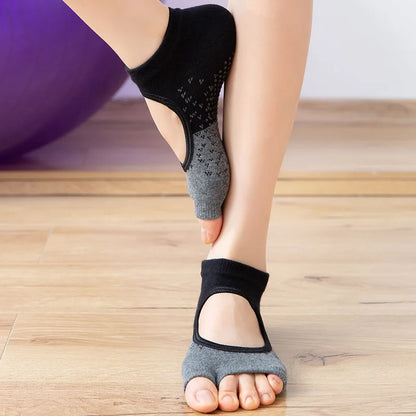 Chaussette pour yoga femme orteils libres maintien antidérapant