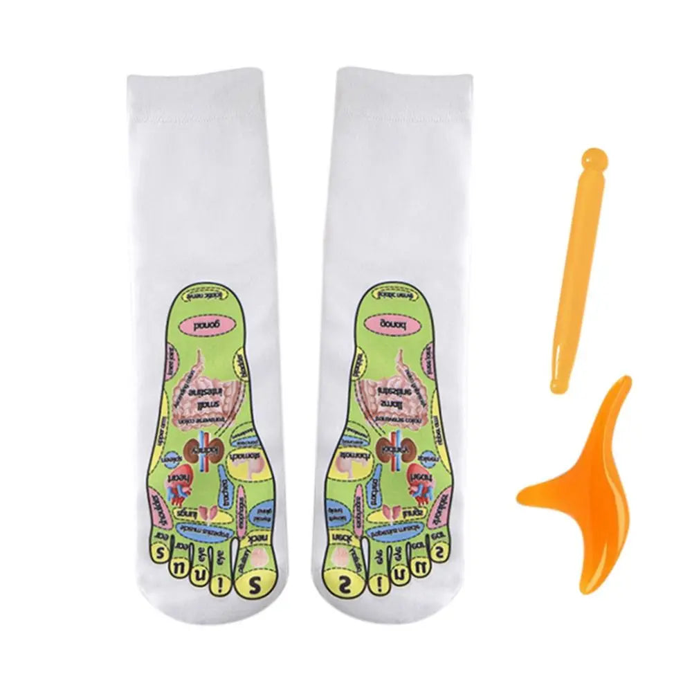 Chaussette reflexologie plantaire avec bâtons de massage inclus pour une stimulation ciblée
