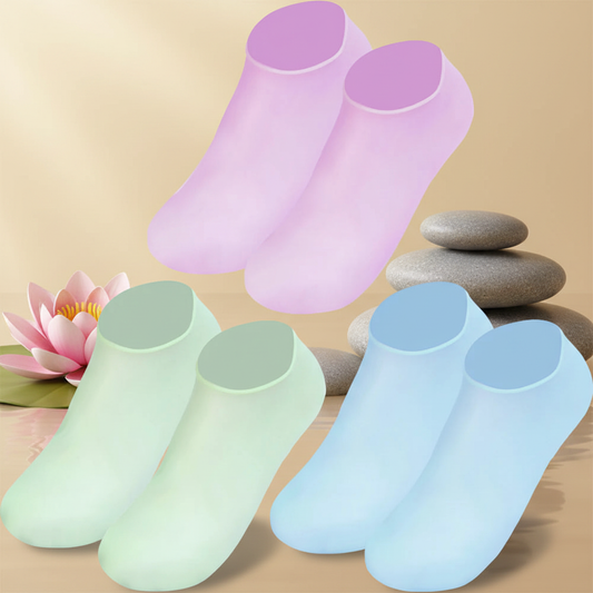 Lot 3 paires chaussettes massage pied silicone rose vert bleu fond zen
