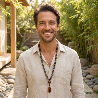 Collier de perles homme pierres naturelles – mala 108 perles yoga méditation
