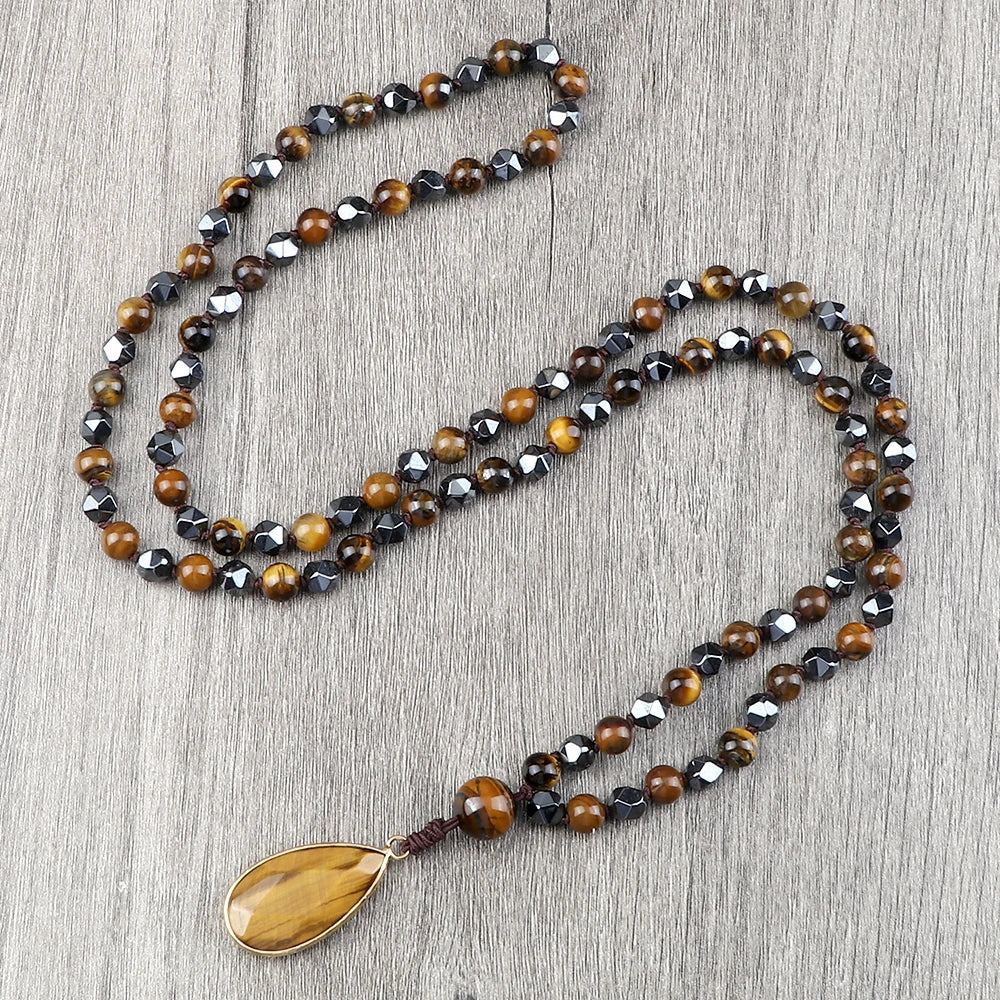 Collier de perles homme protection œil de tigre – bijou élégant style vintage