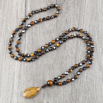 Collier de perles homme protection œil de tigre – bijou élégant style vintage