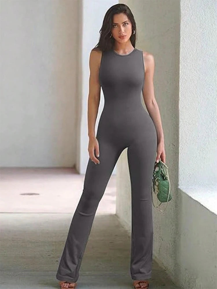 Combi legging gris anthracite pour femme à coupe légèrement évasée