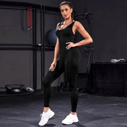 Combinaison fitness femme tissu technique brillant extensible