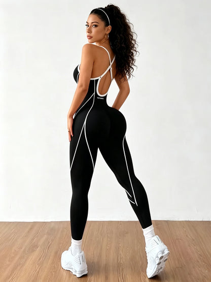 Combinaison femme legging dos croisé vue de dos yoga