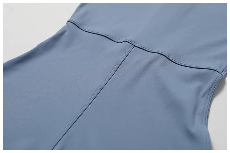 Combinaison pilates extensible séchage rapide tissu respirant bleu