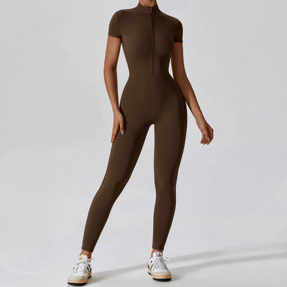 Combinaison pilates respirante push up femme marron café