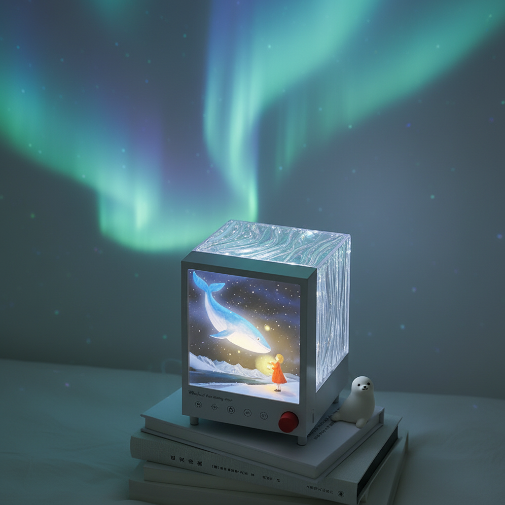 Lampe aurore boréale bleue projection veilleuse enfant nuit