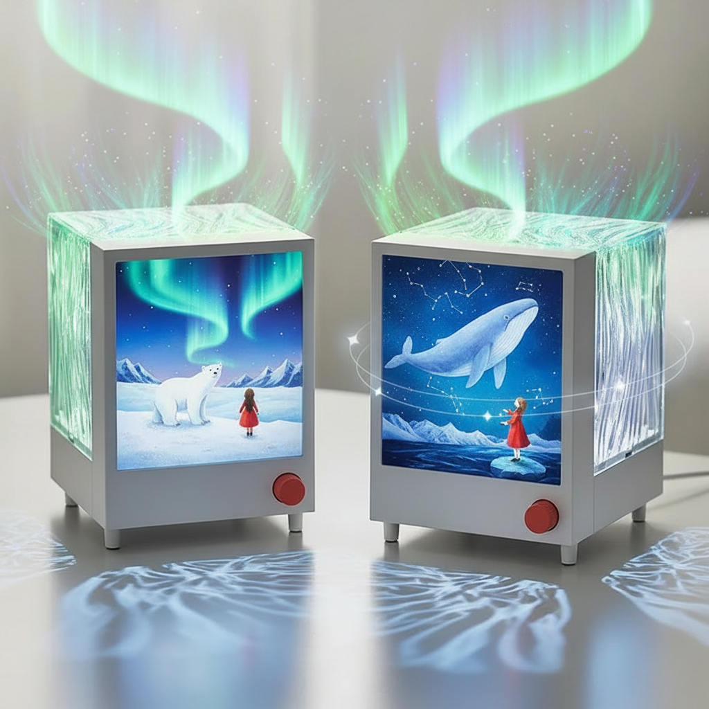 Lampe aurore boréale deux modèles projection couleurs apaisante
