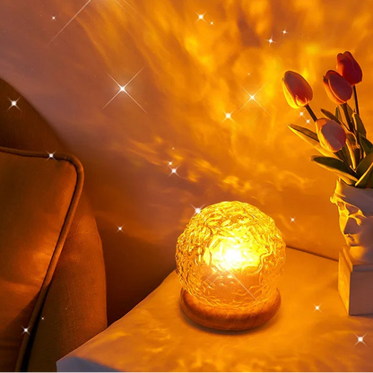 Lampe aurore boréale projecteur led lumière chaude orangée coucher de soleil étoiles