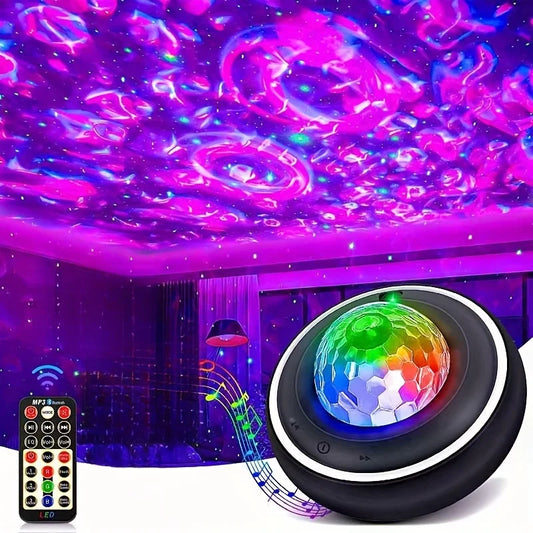 Lampe aurores boréales projecteur ciel étoilé couleurs arc-en-ciel allumée ambiance festive