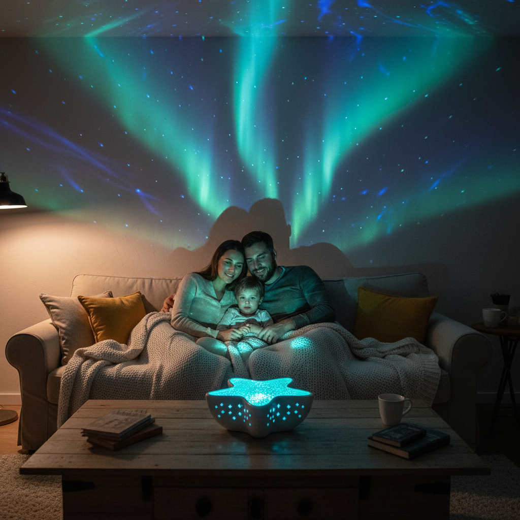 Lampe boréale étoile de mer – ambiance aurores boréales en famille