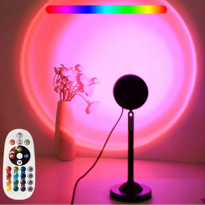 Lampe relaxante sunset 16 couleurs avec télécommande projection cercle rose