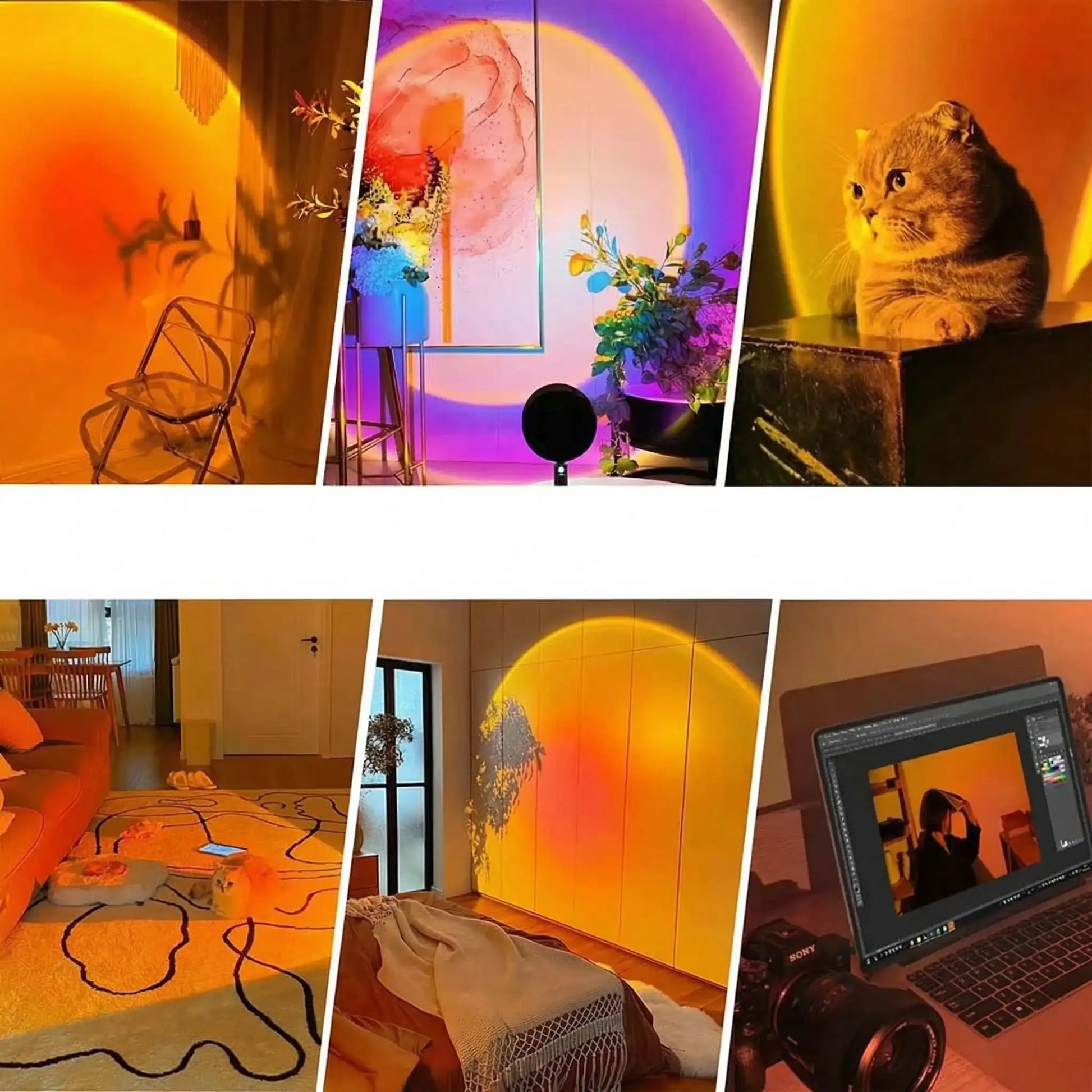 Lampe relaxante dans un intérieur zen et apaisant plusieurs pièces
