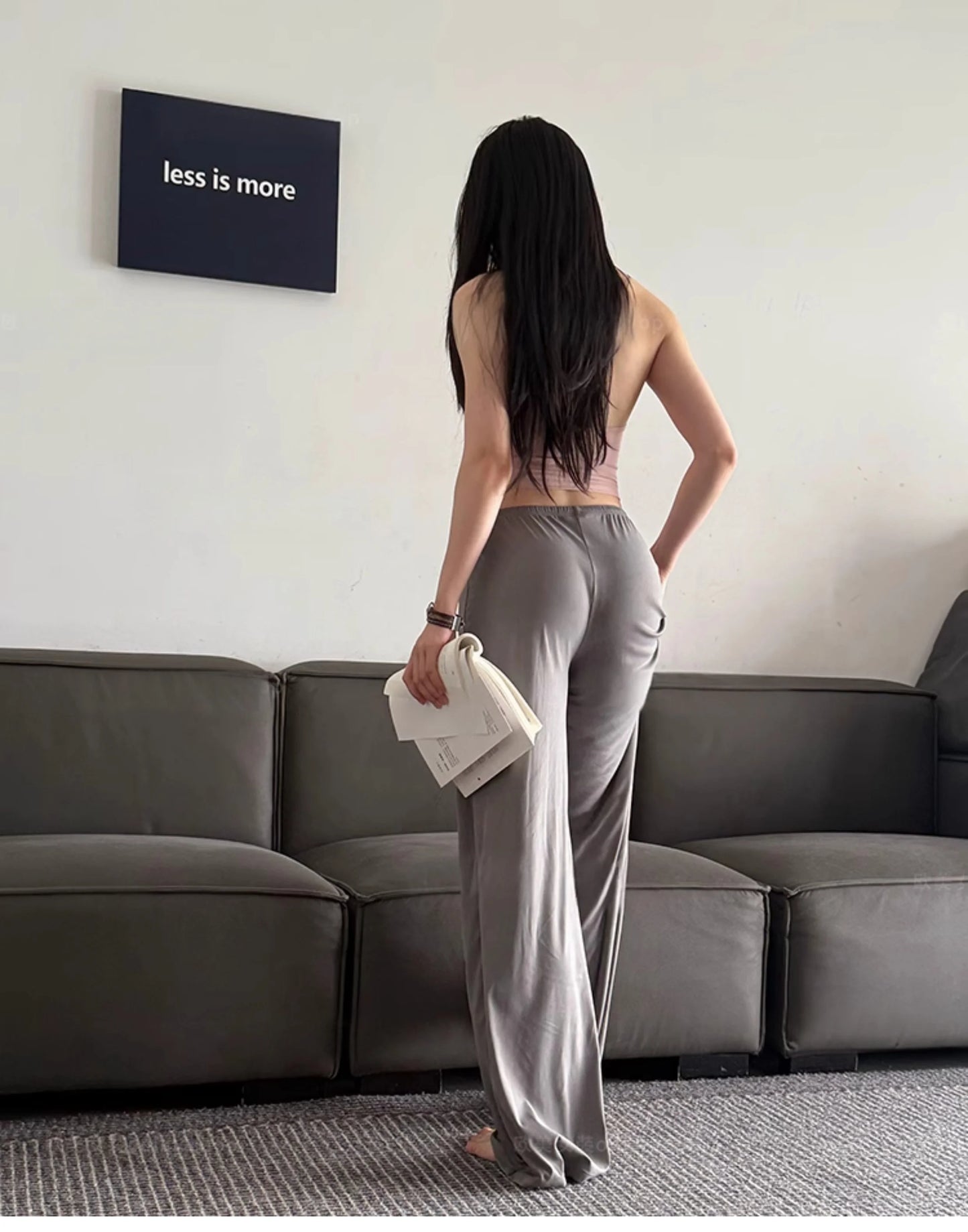 Legging évasé femme gris – pantalon yoga élasthanne confortable