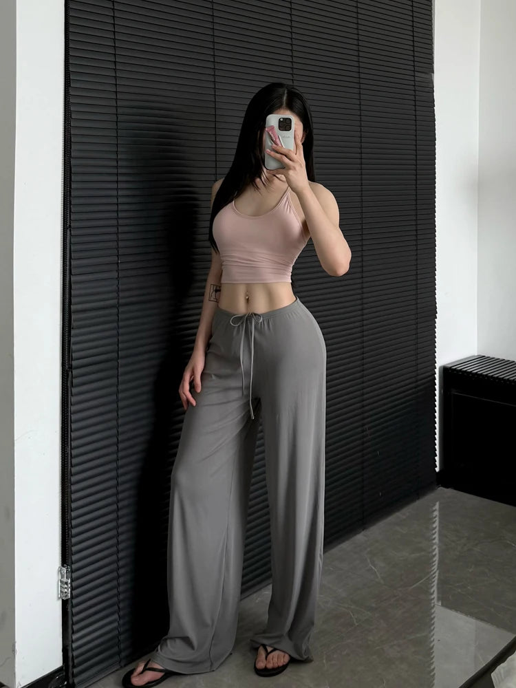 Legging évasé femme gris – coupe yoga jambes larges