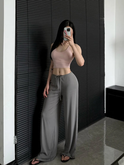 Legging évasé femme gris – coupe yoga jambes larges