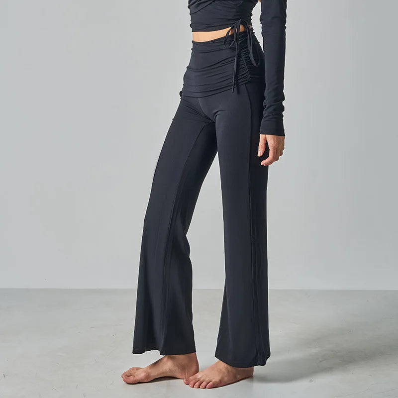 Legging évasé sport femme taille haute noir