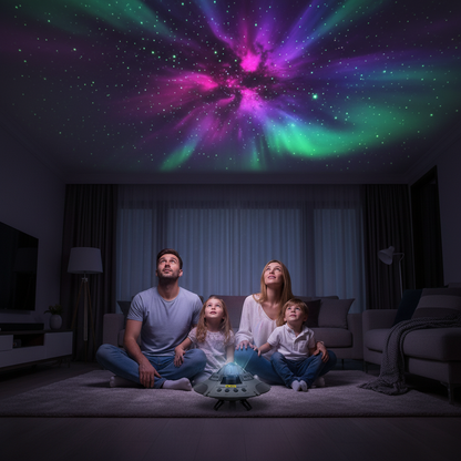 Projecteur aurores boréales famille enfants lumière galaxie étoiles plafond