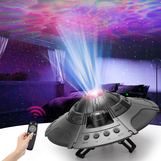 Projecteur aurores boréales soucoupe volante projection ciel étoilé 360 degrés télécommande