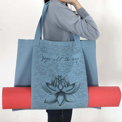 Sac de yoga femme bleu tapis rouge imprimé lotus zen