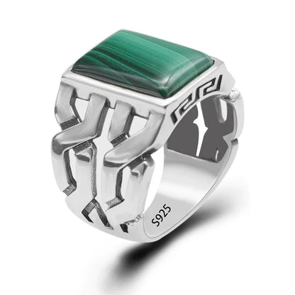 Bague homme malachite - Argent S925