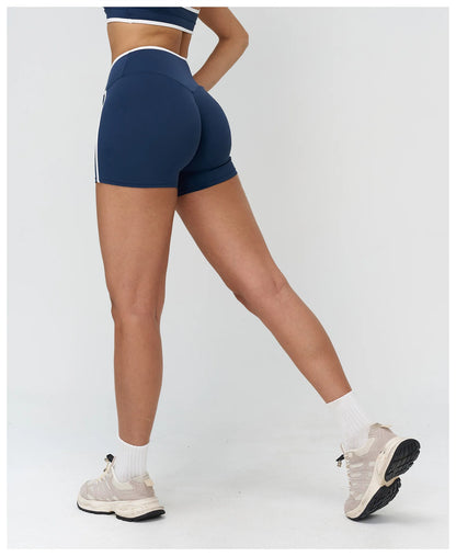 Short yoga femme court push-up bleu marine sport