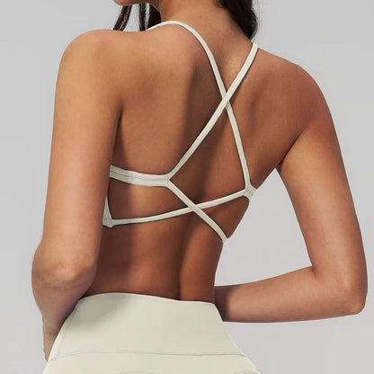 Soutien gorge à bretelles croisées yoga couleur blanc