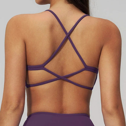 Soutien gorge à bretelles croisées yoga couleur violet