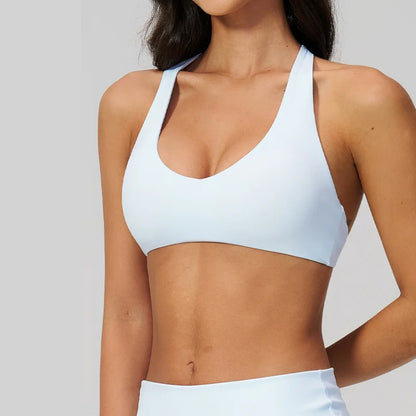 Soutien gorge bretelles croisées blanc face