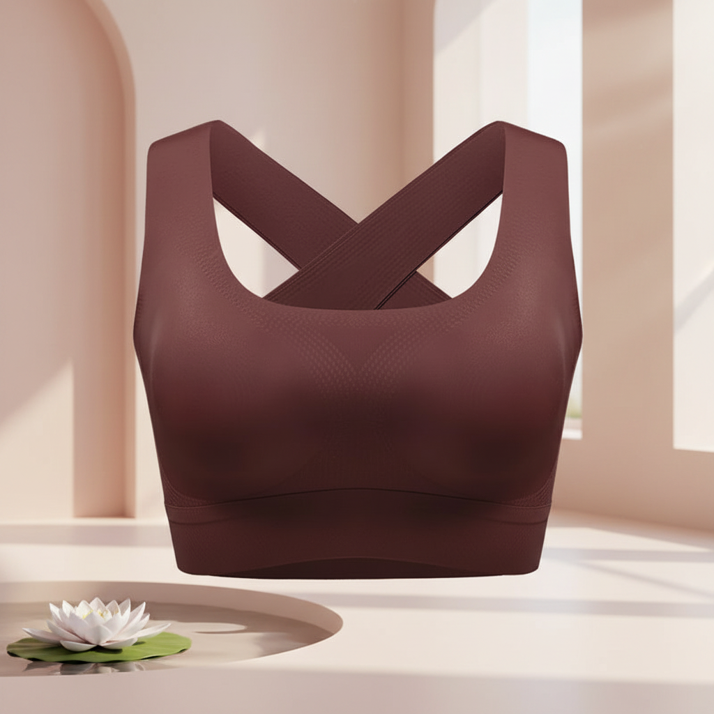 Soutien-gorge bretelles croisées dans le dos marron – vue de face