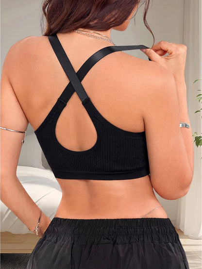 Bretelles croisées réglables – soutien gorge femme noir