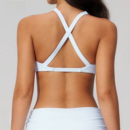Soutien gorge bretelles croisées sport blanc